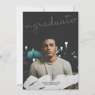 Graduation Faux Silver Modern Personalised Announcement