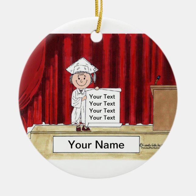 Graduation - Female Ceramic Tree Decoration (Front)