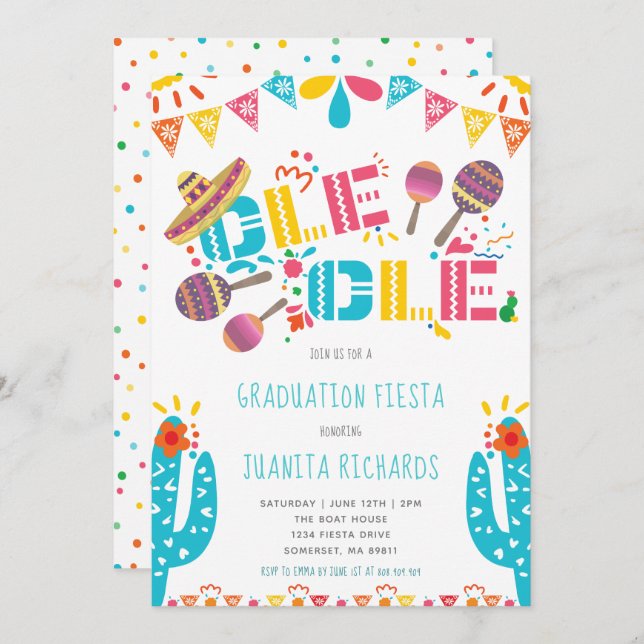 Graduation Fiesta Mexican Party Invitation (Front/Back)