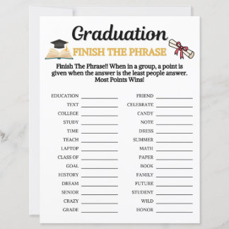 Graduation Finish The Phrase Game