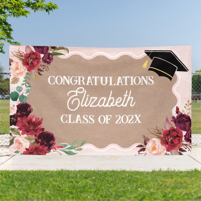 Graduation floral craft party banner (Outside)