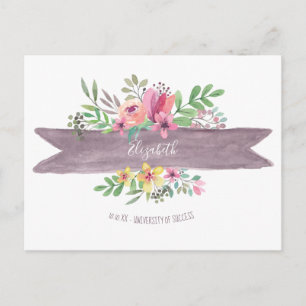Graduation Floral Flower Save The Date Postcard