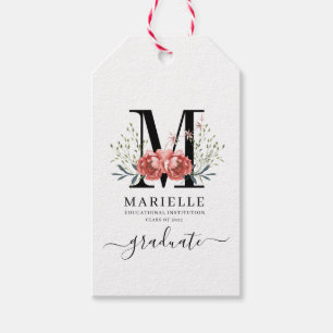 Graduation Floral Monogram Logo  Gift Tags