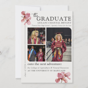 Graduation Floral Photo Collage Announcement