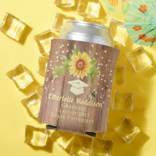 Graduation Floral Sunflower Can Cooler