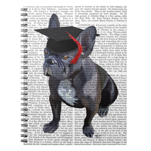 Graduation French Bulldog Spiral Notebook (Front)