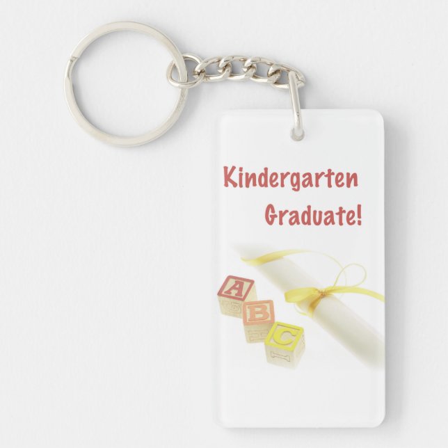 Graduation from Kindergarten, Custom Vertical Gift Key Ring (Front)