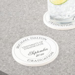 Graduation from University or College Personalized Coaster<br><div class="desc">A coaster to commemorate a Graduation from a University, College, or place of Further Education. Graduating recorded as a very special event. Personalize to include graduate's name, graduation award, place, and date. Unique memento of a special occasion. Souvenir drinks coaster for a Graduate with special day and University or College...</div>