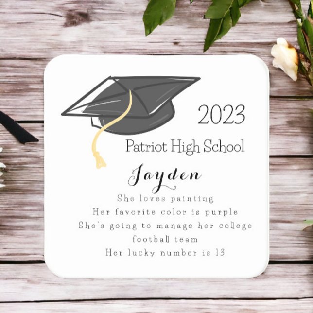 Graduation Fun Facts Personalised  Square Paper Coaster (Creator Uploaded)