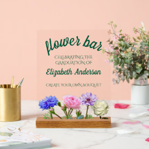 Graduation Garden Party Flower Bar Acrylic Sign