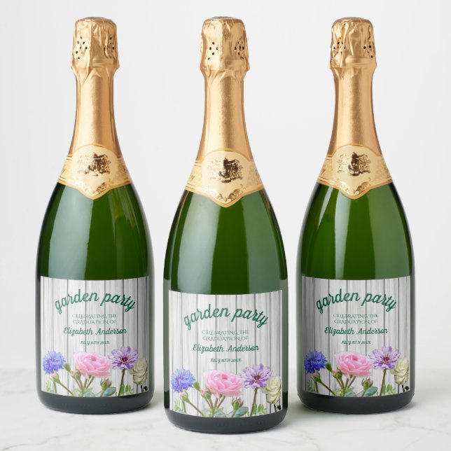 Graduation Garden Party Sparkling Wine Label (Bottles)