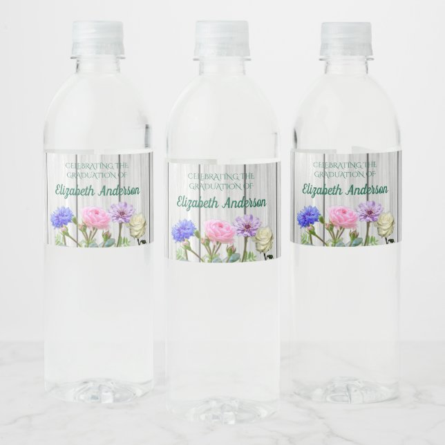 Graduation Garden Party Water Bottle Label (Bottles)
