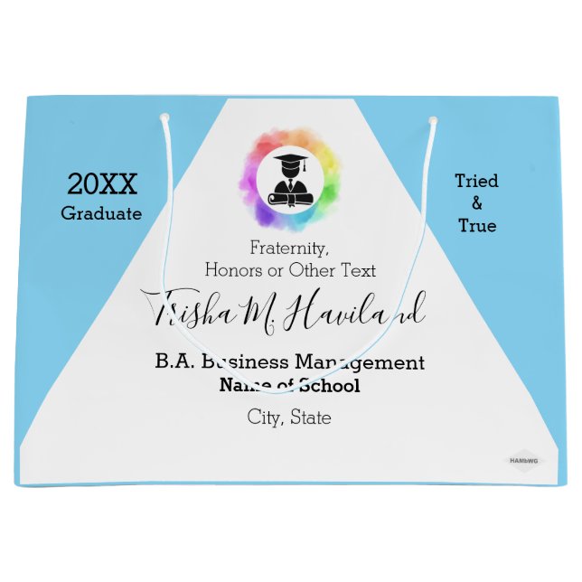 Graduation Gift Bag Watercolor Look HAMbyWG (Front)