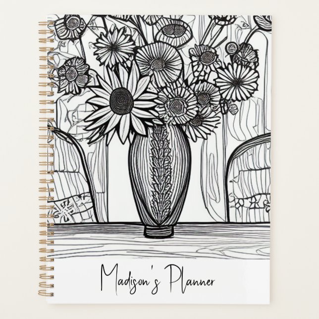 Graduation Gift for Her Floral Art Undated Planner (Front)