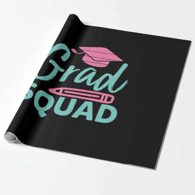 Graduation Gift | Grad Squad Wrapping Paper (Unrolled)