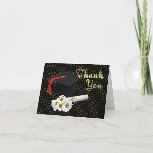 Graduation Gift Thank You Card with Daisies (Front)