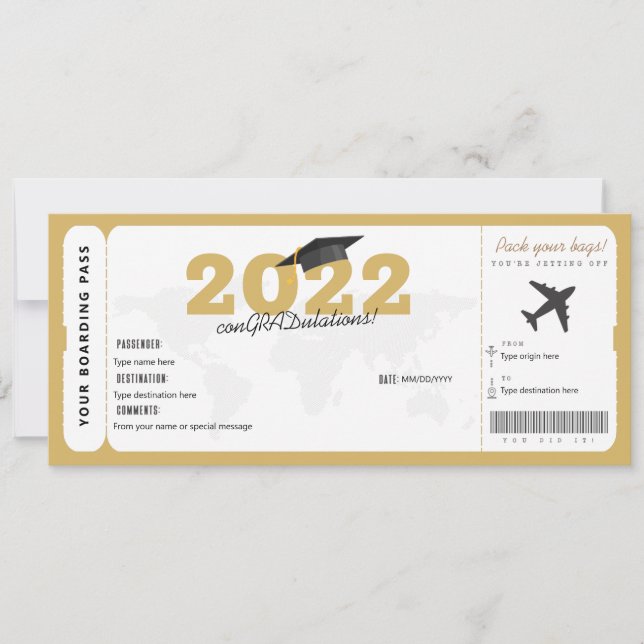 Graduation Gift Ticket Surprise Boarding Pass  (Front)