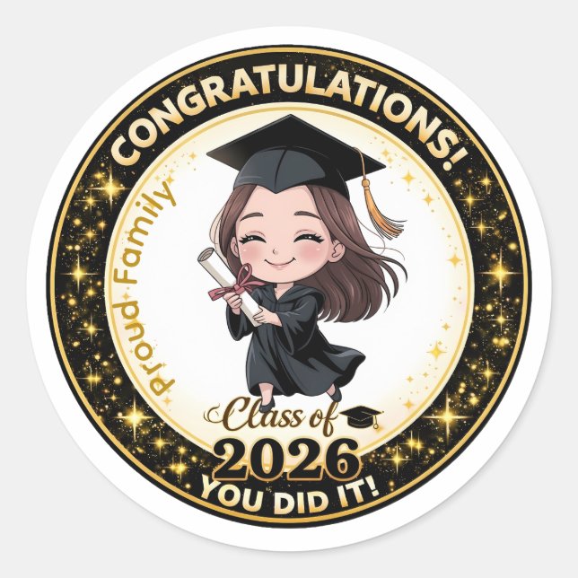 Graduation Girl Class of 2026 Sticker  (Front)
