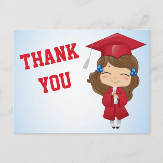 Graduation Girl in RED Announcement Postcard