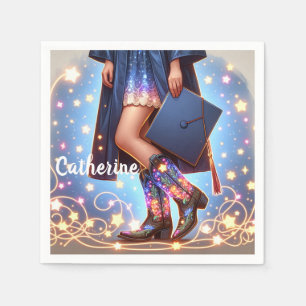 Graduation Girl With Cowboy Boots Custom Napkin