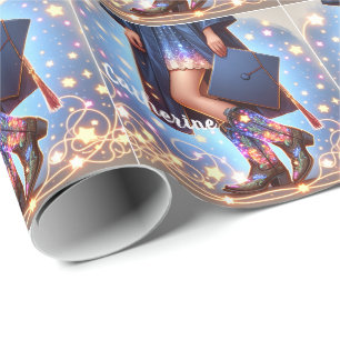 Graduation Girl With Cowboy Boots Custom Wrapping Paper