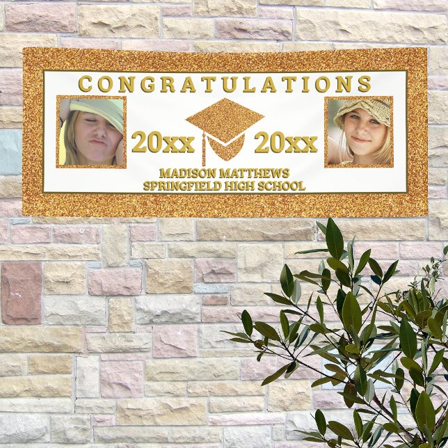 Graduation Glam Gold Congratulations Photo Banner (Creator Uploaded)