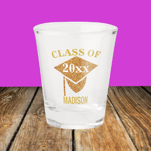 Graduation Glam Gold Mortarboard Reunion Shot Glass