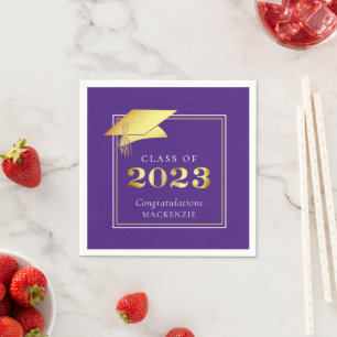 Graduation Gold 2023 Purple or Custom Colour Napkin