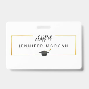 Graduation Gold Faux Foil Elegant  ID Badge