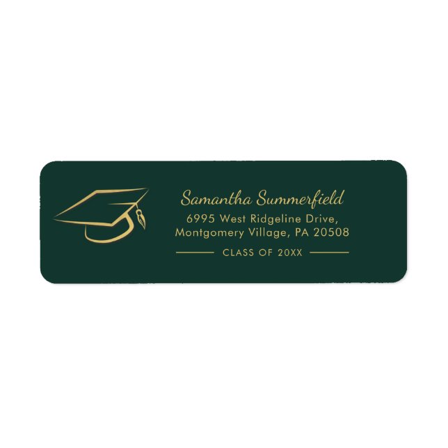 Graduation Gold Foil Cap Graduate Return Address (Front)