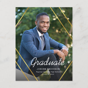 Graduation Gold Geometric Frame Photo Announcement