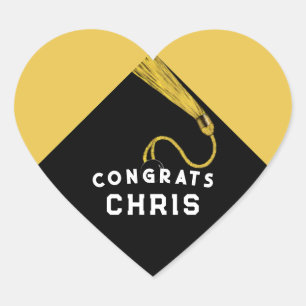 Graduation Gold Heart Sticker