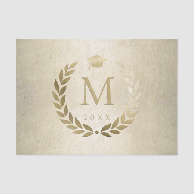 Graduation Gold Laurel Wreath Class of 2023 Tissue Paper (Front)