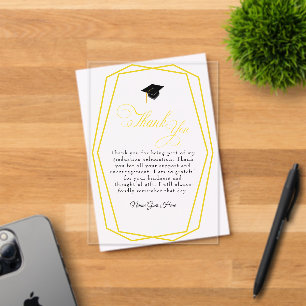 Graduation Gold lines and Grad cap Thank You card Acrylic Invitations
