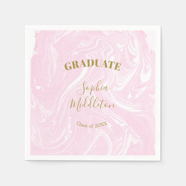 Graduation Gold Pink Modern Personal  Napkin (Front)