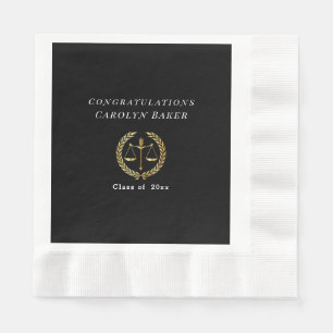 Graduation Gold Scales of Justice Laurel Wreath Napkin