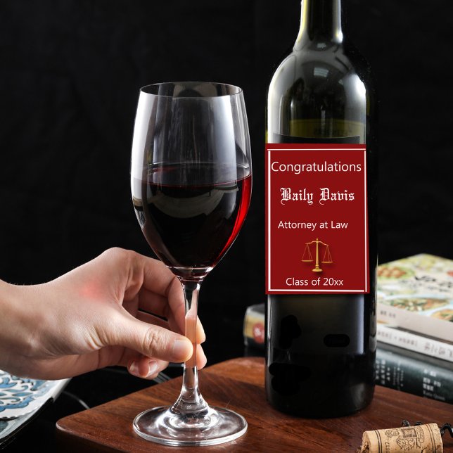 Graduation Gold Scales of Justice Red  Wine Label (Creator Uploaded)