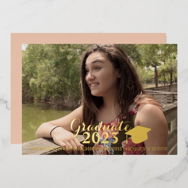 Graduation Gold Script Pressed Foil Photo (Front/Back)