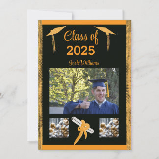 Graduation Gold Trim Flat Announcement Card