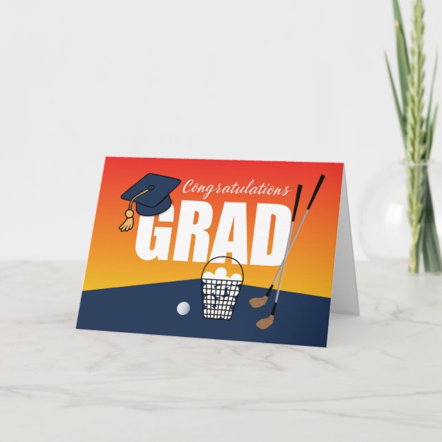 Graduation Golf Athlete Congratulations Grad Cap Card (Front)