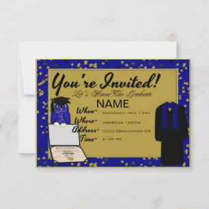 Graduation Gown and Stole Blue Invites