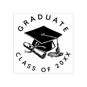 Graduation Grad Cap Diploma Class of 2021 Rubber Stamp