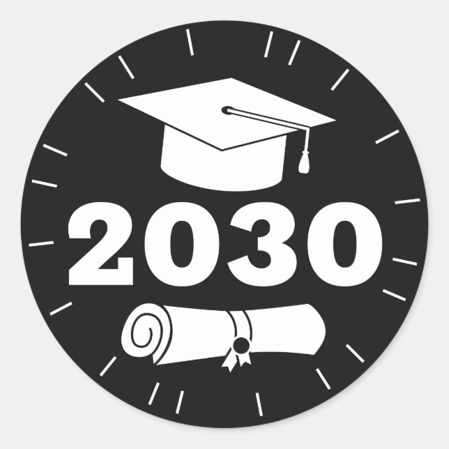 Graduation Grad Year Cap Diploma Classic Black Round Sticker (Front)