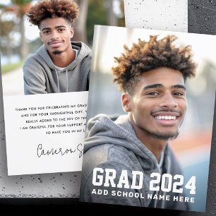 Graduation grad year photo graduate thank you card
