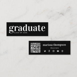 Graduation Graduate QR Code Social Media Mini Business Card