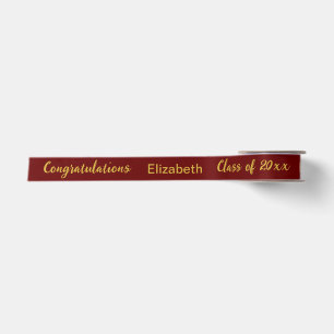Graduation Graduate's Name Dark Red & Gold Script Satin Ribbon