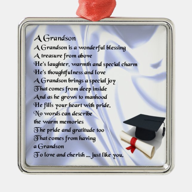 Graduation   Grandson Poem Metal Tree Decoration (Front)