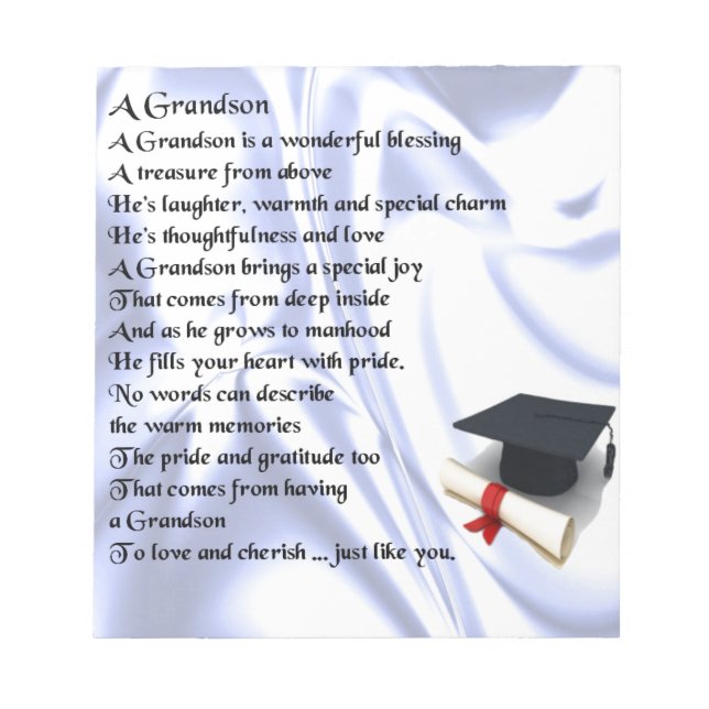 Graduation   Grandson Poem Notepad (Front)