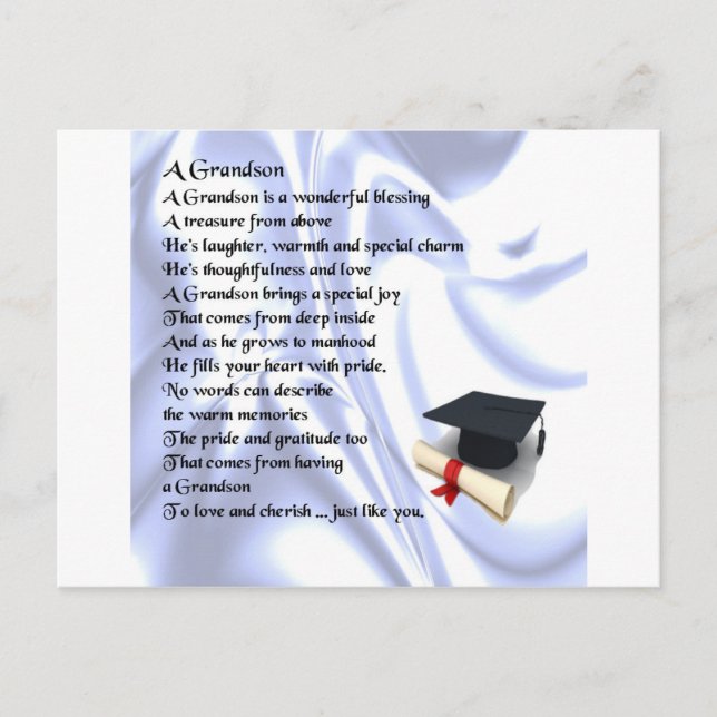 Graduation   Grandson Poem Postcard (Front)