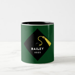 Graduation Green 2025 Keepsake Gift Two-Tone Coffee Mug